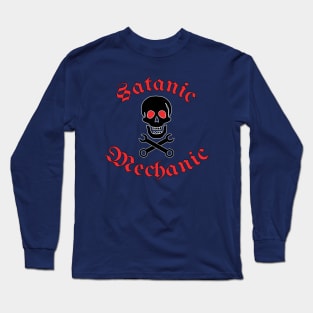 Satanic Mechanic Funny Motif Slogan Long Sleeve T-Shirt